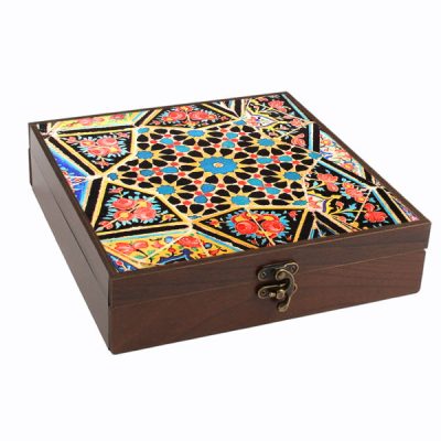 Persian Wooden Tea Bag Organizer Box with Chests Gohari