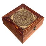 Persian Wooden Organizer with chests for Tea Bags and Nuts Mandala