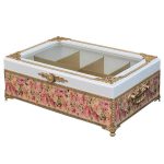 Wooden Tea Bag Organizer Box with Chests Pink Flower