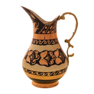 Persian Copper Pitcher Traditional Hammered Daisy