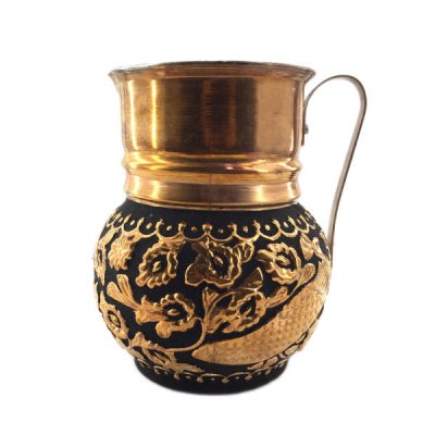 Persian Copper Pitcher Traditional Hammered Flower
