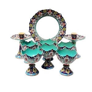 Set of 9 Enameled Haft Seen Collection Bowls Dishes