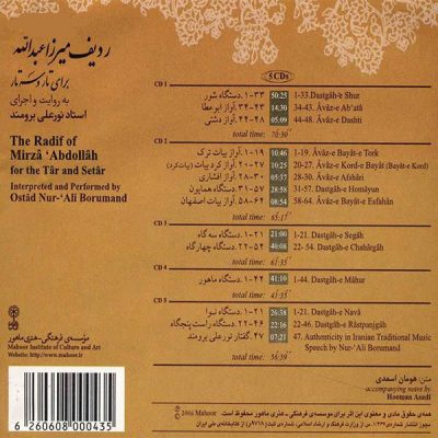 The Mirza Abdollah Radif Album by Nur Ali Borumand