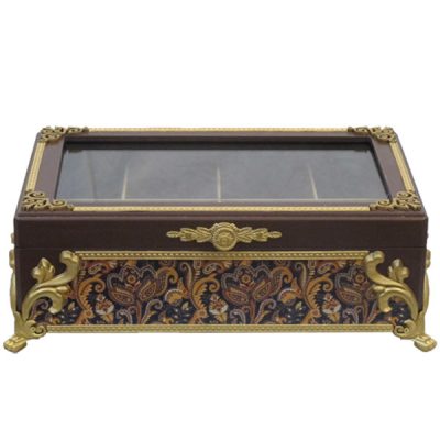 Wooden Tea Bag Organizer Box with Chests Golden Design