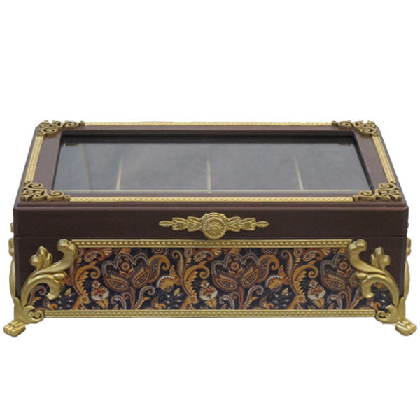 Wooden Tea Bag Organizer Box with Chests Golden Design