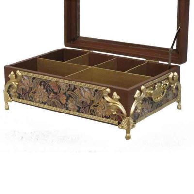 Light Brown Tea Organizer – Wooden Box with Compartments