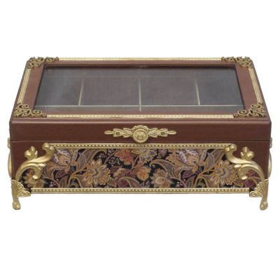Wooden Tea Bag Organizer Box with Chests Light Brown