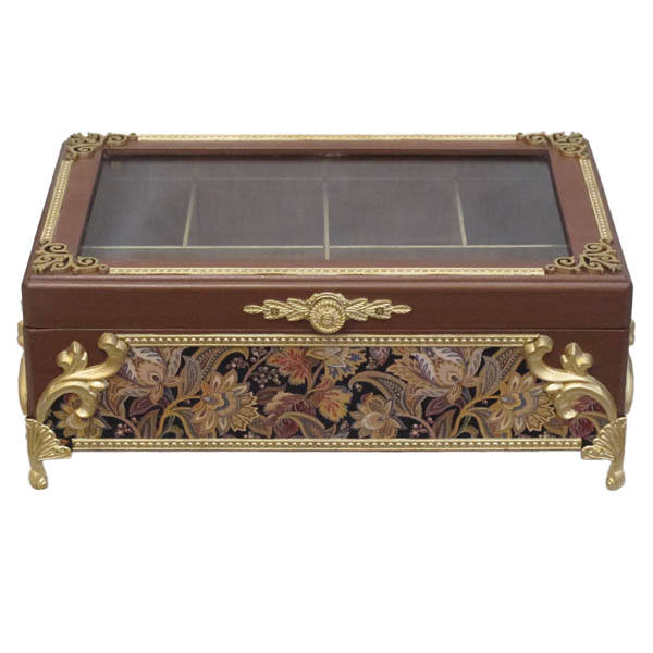 Wooden Tea Bag Organizer Box with Chests Light Brown