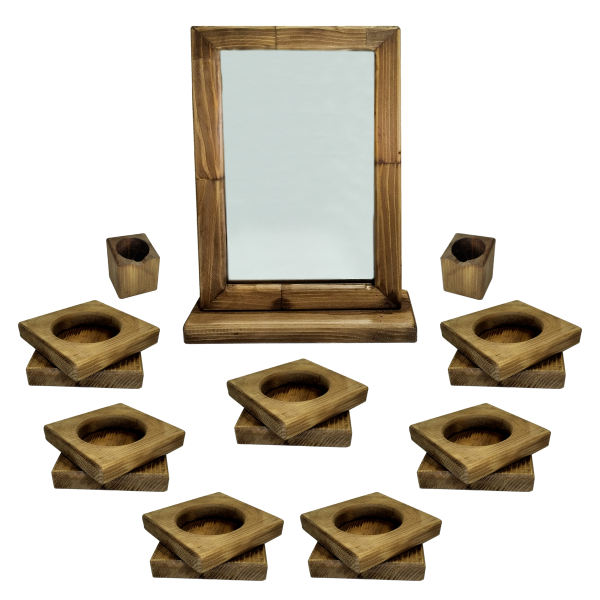 Wooden Haft-sin Set with Mirror for Nowruz Persian New Year Felora