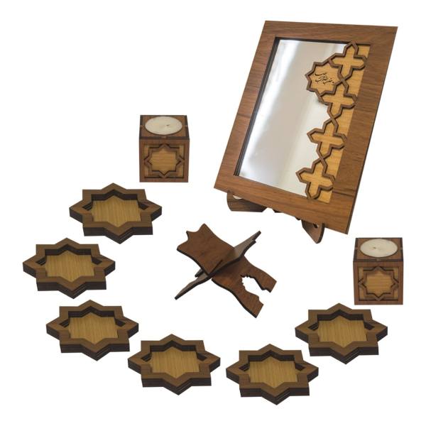 Wooden Haft-sin Set with Mirror for Nowruz Persian New Year
