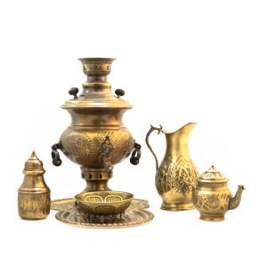 2 Liter Iranian Brass Charcoal Samovar Model Bahari