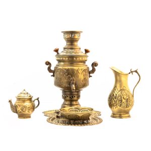 3 Liter Iranian Brass Charcoal Samovar Model Flower