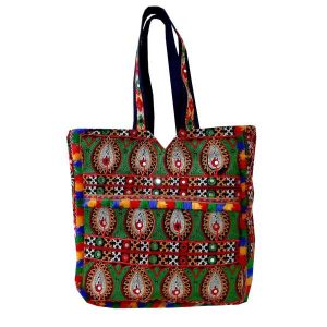 Ethnic Tote Bag with Baluchi Embroidered Model Lana