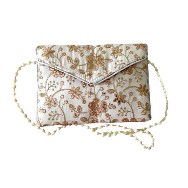 Embroidered Clutch Handbag with Floral Pattern - Hamid II