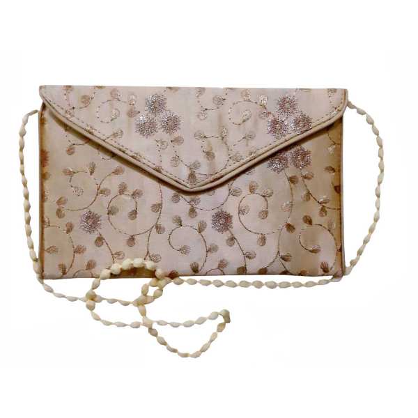 Embroidered Clutch Handbag with Floral Pattern - Hamta