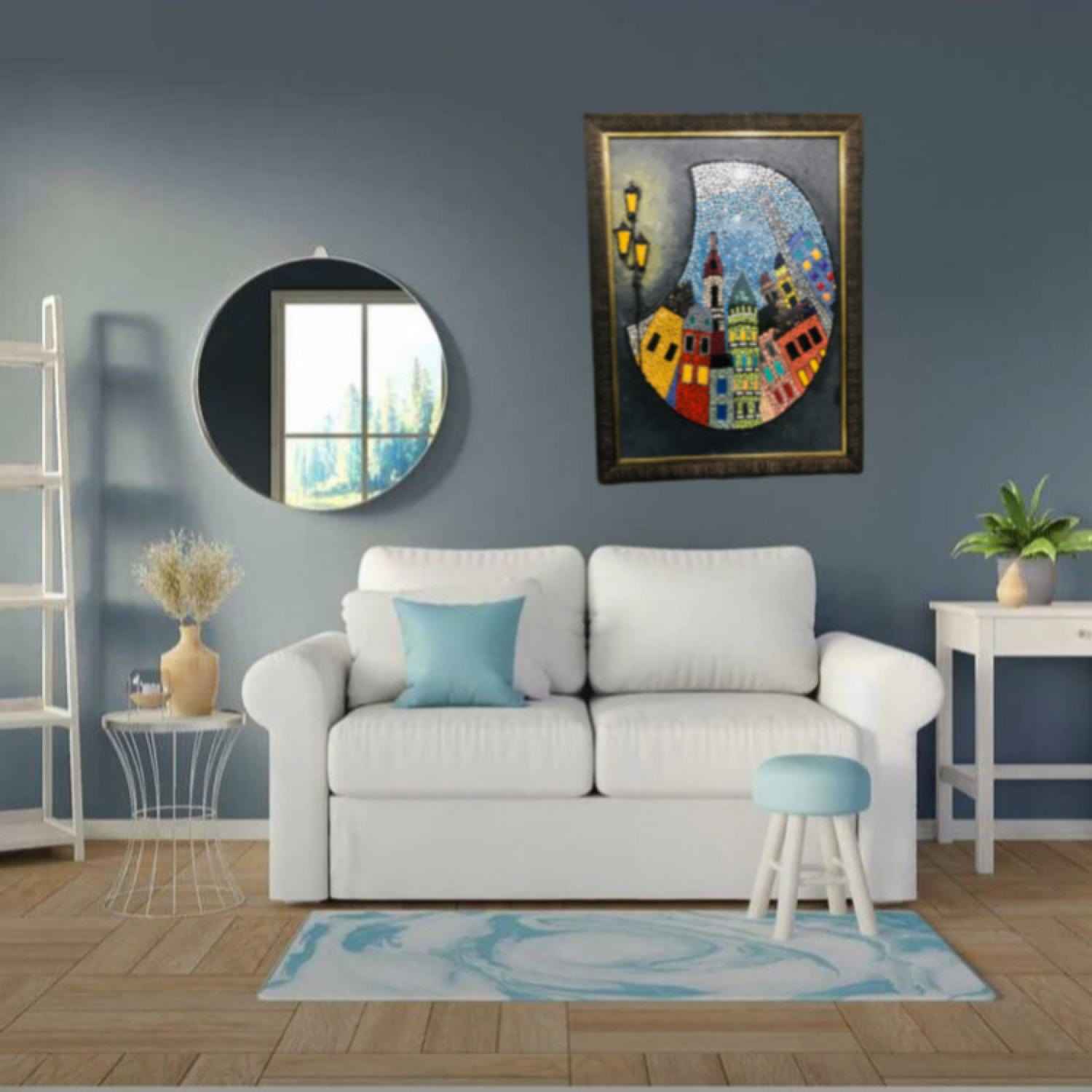 Decorative Persian Framed Ceramic Tile – Beautiful City