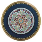 Decorative Pottery Plate Hand-Painted with Persian Minakari Enamel Sormeh