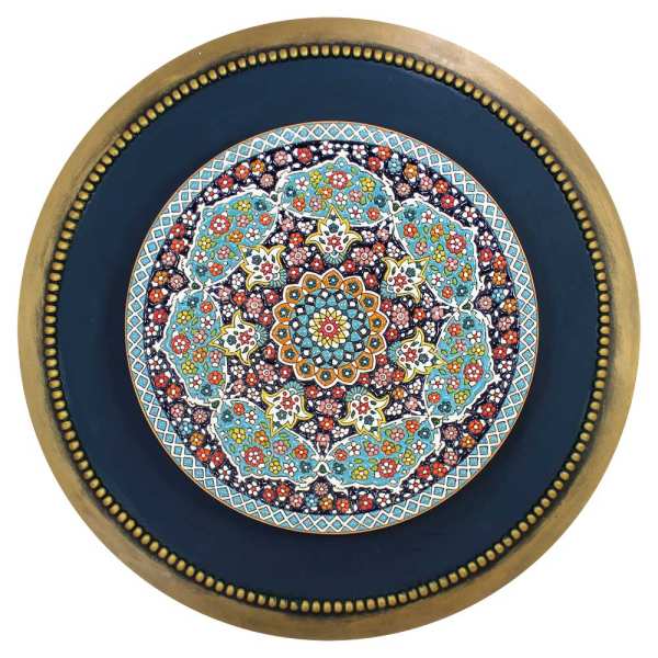 Decorative Pottery Plate Hand-Painted with Persian Minakari Enamel Sormeh