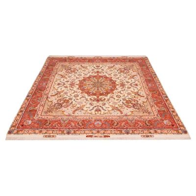Persian Carpet Hand-Knotted Medallion Tabriz Silk & Wool Blend Wool Carpet Dina