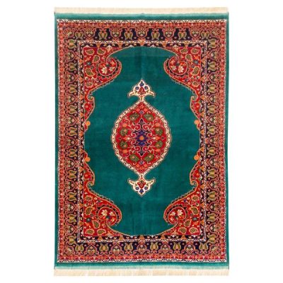 Persian Carpet Intricately Hand-Knotted Medallion Silk & Wool Blend Imani