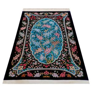 Hand-Knotted Qom Black Rug Model Behesht