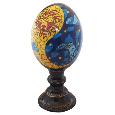 Persian Decorative Hand Painted Ostrich Egg Shell – Moon