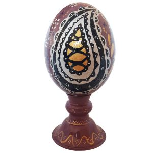 Inlaid & Hand Painted Purple Ostrich Egg Shell