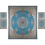 Persian Bedspread Set – Oriental Style Double Size with Termeh Fabric – Blue Taban
