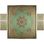 Persian Bedspread Set – Oriental Style Double Size with Termeh Fabric – Green Negin