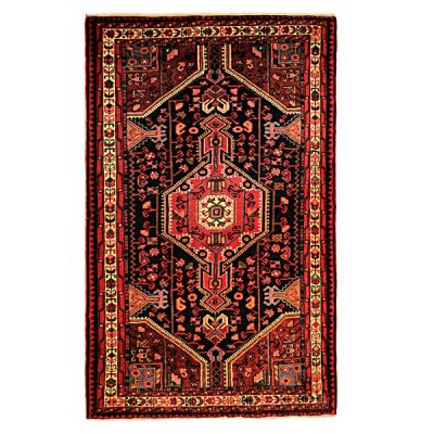 Persian Carpet Intricately Hand-Knotted Medallion Wool Black Lajack