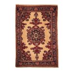 Persian Carpet Intricately Hand-Knotted Medallion Wool Cream Lajack