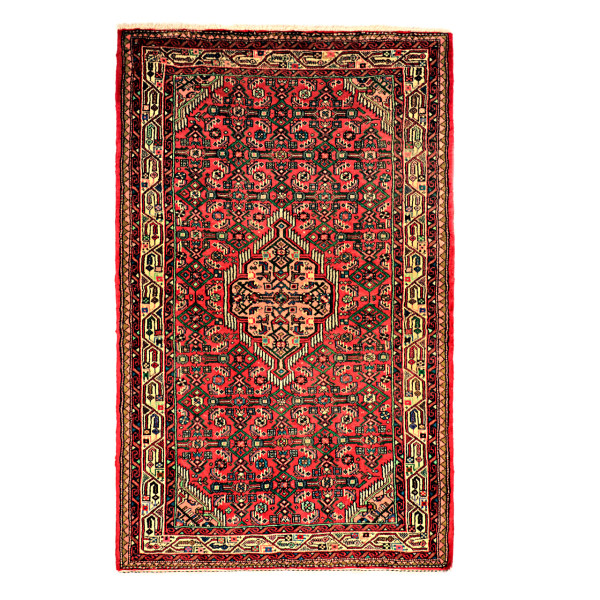 Persian Carpet Intricately Hand-Knotted Medallion Wool Red Toranj