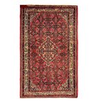 Persian Carpet Intricately Hand-Knotted Medallion Wool Red Toranj