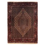 Persian Carpet Intricately Hand-Knotted Medallion Wool Black Lozi