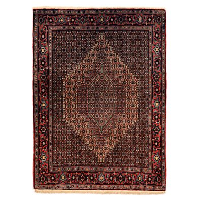 Persian Carpet Intricately Hand-Knotted Medallion Wool Black Lozi