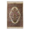 Qom Hand-Knotted Persian Silk Carpet Brown