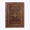 Qom Medallion Hand-Knotted Persian Silk Carpet Kahouri