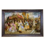 Hand-Knotted Persian Pictorial Rug from Tabriz Depicting Napoleon's Ship