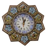 Handcrafted Persian Wooden Wall Clock – Khatam Marquetry Art, Behdad