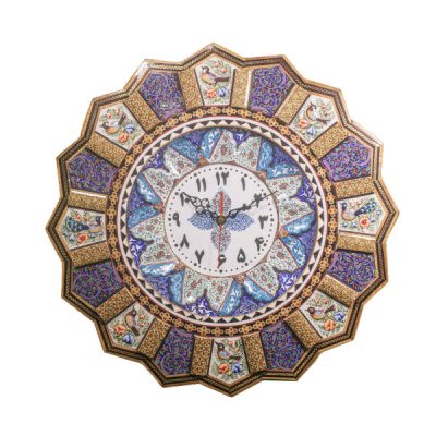 Handcrafted Persian Wooden Wall Clock – Khatam Marquetry Art, Bita