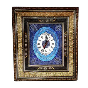 Handcrafted Persian Wooden Wall Clock – Khatam Marquetry Art, Delban