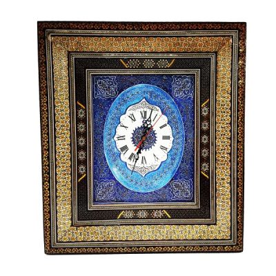 Handcrafted Persian Wooden Wall Clock – Khatam Marquetry Art, Delban