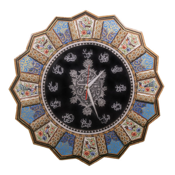Handcrafted Persian Wooden Wall Clock - Khatam Marquetry Art, Golnaz
