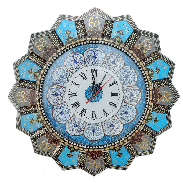 Handcrafted Persian Wooden Wall Clock - Khatam Marquetry Art, Khorshidi II