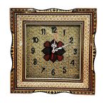 Handcrafted Persian Wooden Wall Clock - Khatam Marquetry Art, Mahan