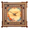 Handcrafted Persian Wooden Wall Clock - Khatam Marquetry Art, Araz