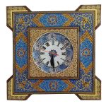 Handcrafted Persian Wooden Wall Clock – Khatam Marquetry Art, Hendesi