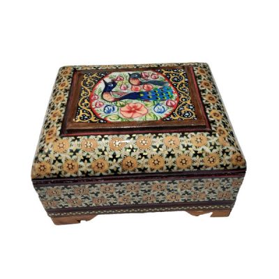 Handcrafted Wooden Jewelry Box with Persian Khatam Design – Kabiri