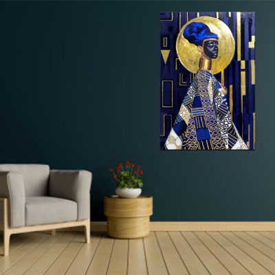 Persian Wooden Poster Print – Blue Woman Wall Art