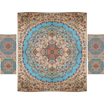 Persian Bedspread Set – Oriental Style Double Size with Termeh Fabric – Nina